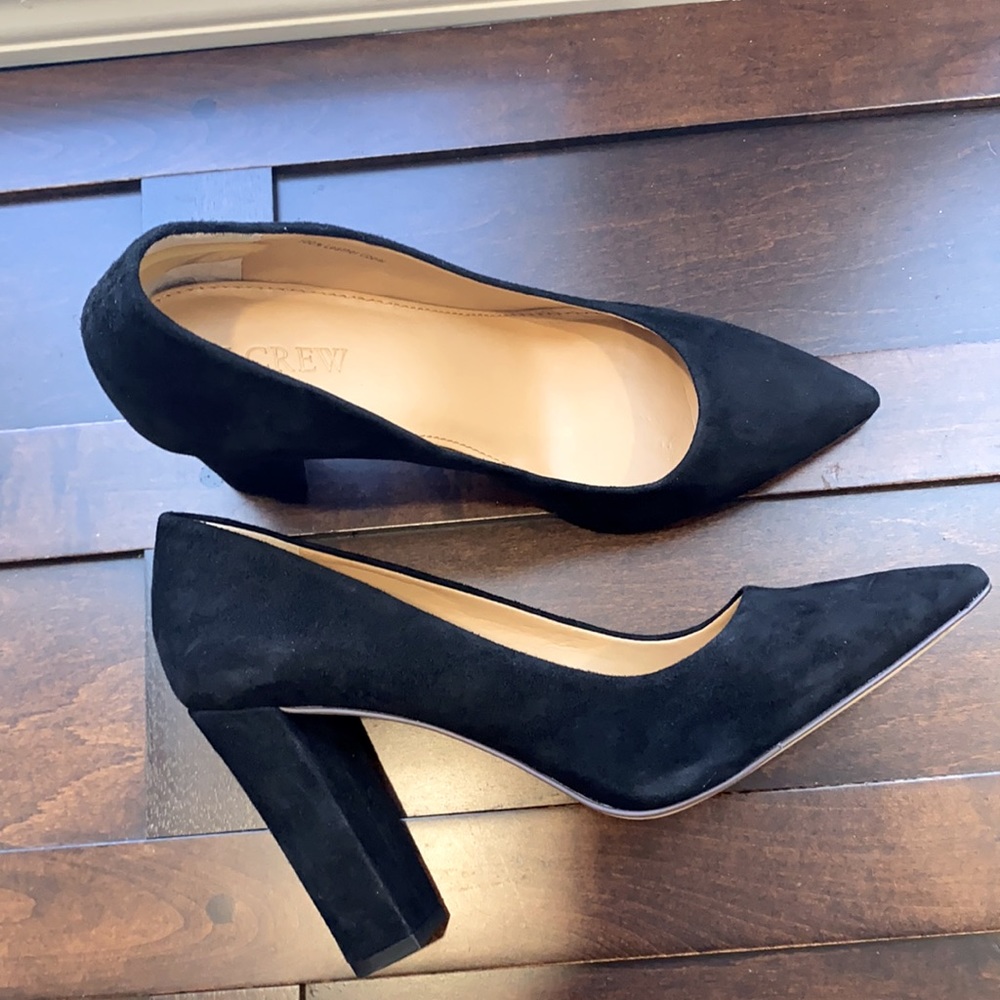 J. Crew Black Suede Block Heel Pumps - Sz 9